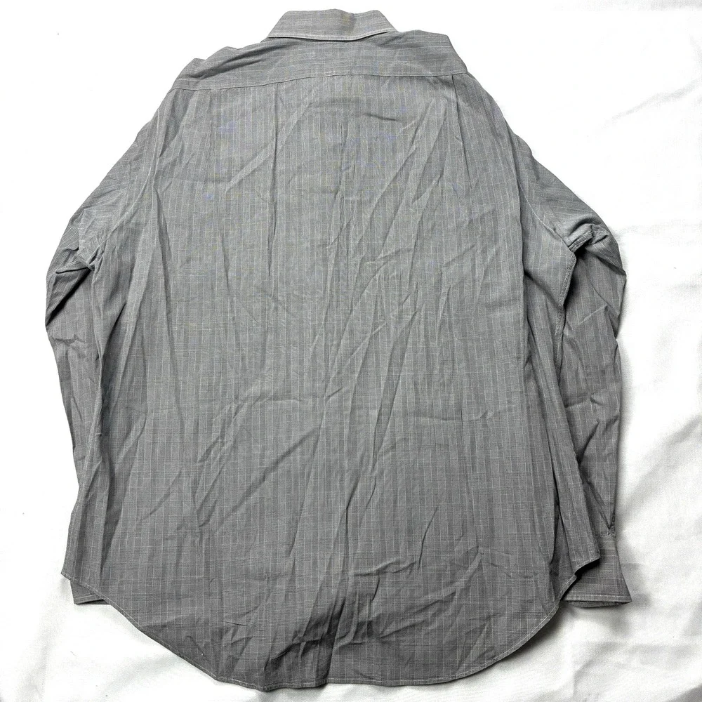 Polo Ralph Lauren Dress Shirt Mens 15.5 33 Gray Plaid Philip Two Ply Cotton VTG